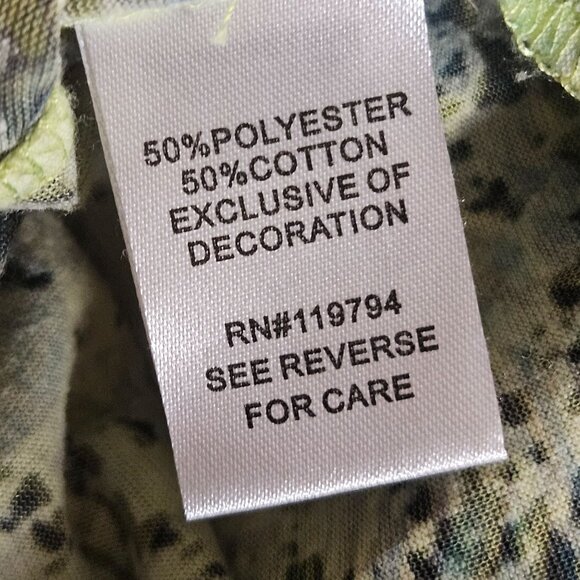 One World Blouse Womens Small Lace Accented V Neck Top Yellow Gray Pattern - Picture 7 of 10